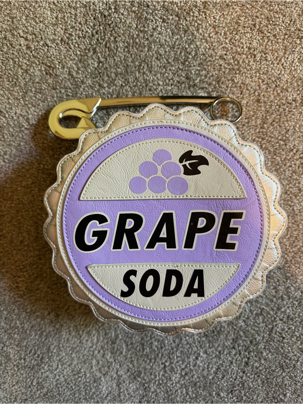 Disney Parks Exclusive Up Grape Soda Purse with Safety Pin Accent
